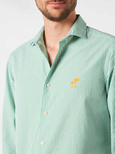 MC2 SAINT BARTH MAN SEERSUCKER STRIPED PAMPLONA SHIRT 