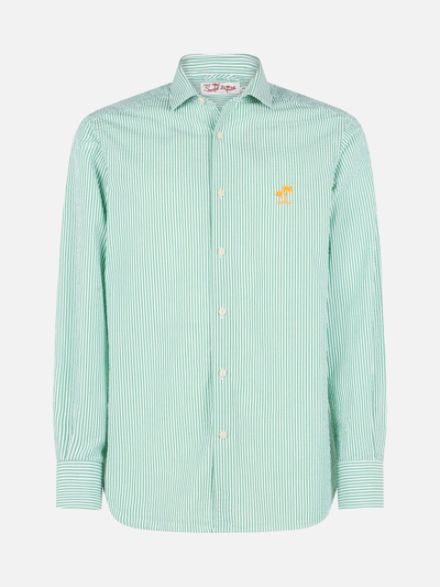 MC2 SAINT BARTH MAN SEERSUCKER STRIPED PAMPLONA SHIRT 