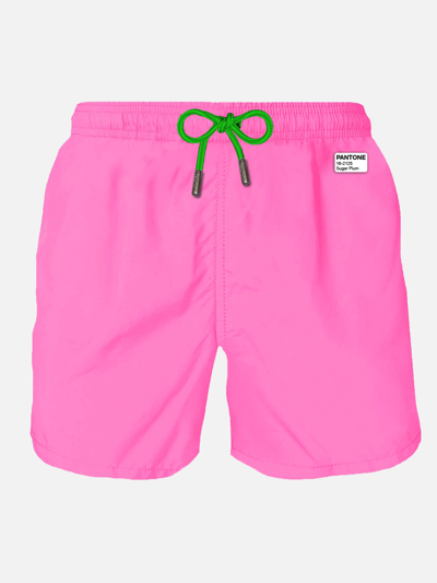 Shop Mc2 Saint Barth Man Pink Fluo Swim Shorts Pantone Special Edition