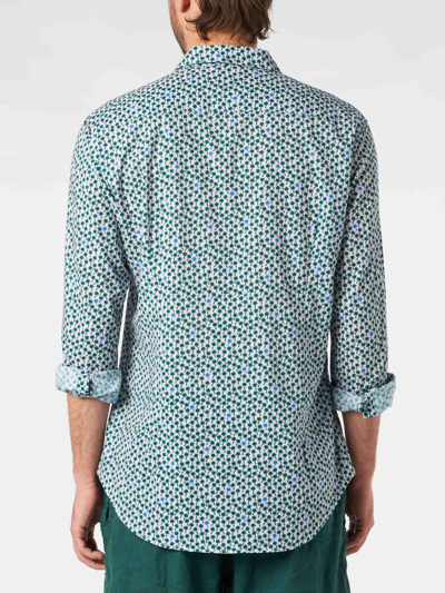 Mc2 Saint Barth Man Muslin Cotton Sikelia Shirt With Palms Print In Pink
