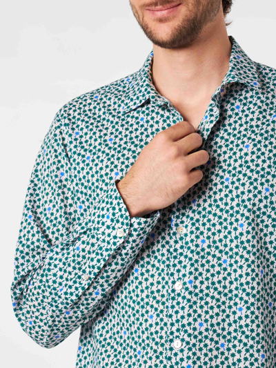 Mc2 Saint Barth Man Muslin Cotton Sikelia Shirt With Palms Print In Pink