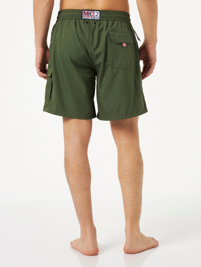 Mc2 Saint Barth Man Military Green Comfort And Stretch Swim Shorts In Green
