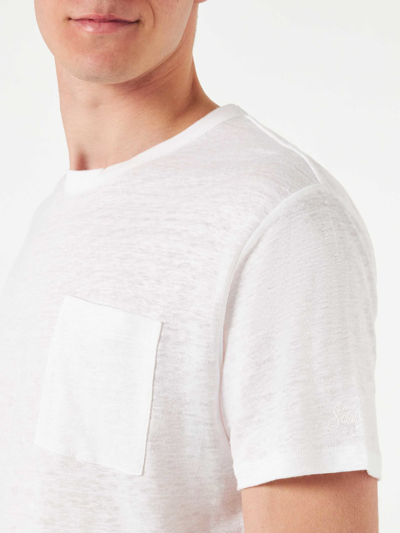 Shop Mc2 Saint Barth Man Linen Jersey T-shirt In White