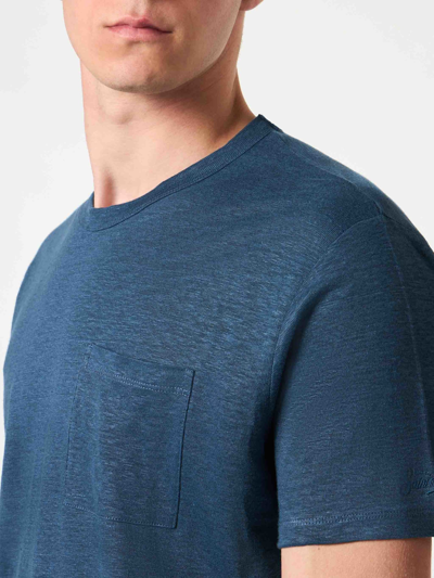 Shop Mc2 Saint Barth Man Linen Jersey T-shirt In Blue