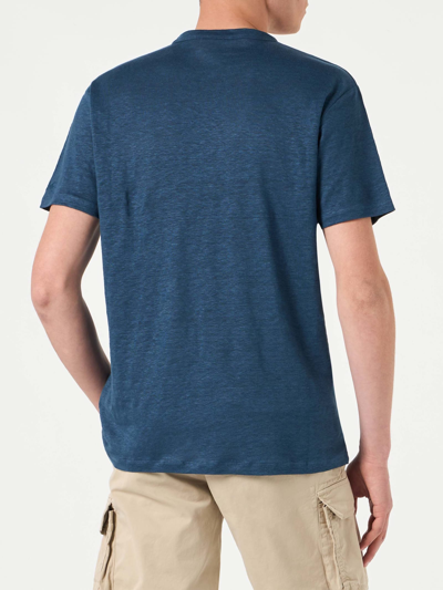 Shop Mc2 Saint Barth Man Linen Jersey T-shirt In Blue