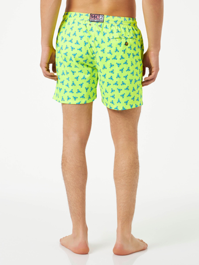 Mc2 Saint Barth Man Light Fabric Comfort Swim Shorts With Lobster Print In Yellow