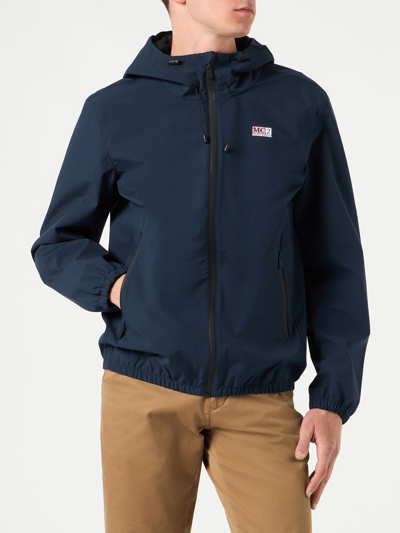 Mc2 Saint Barth Man Hooded Navy Blue Jacket In Blue