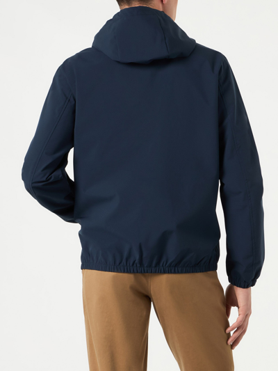 Shop Mc2 Saint Barth Man Hooded Lightweight Navy Blue Windbreaker