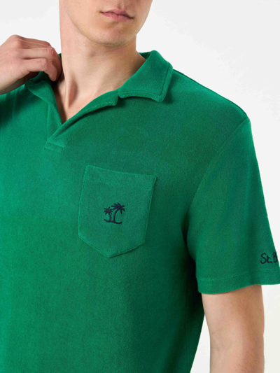 Shop Mc2 Saint Barth Man Green Terry Polo