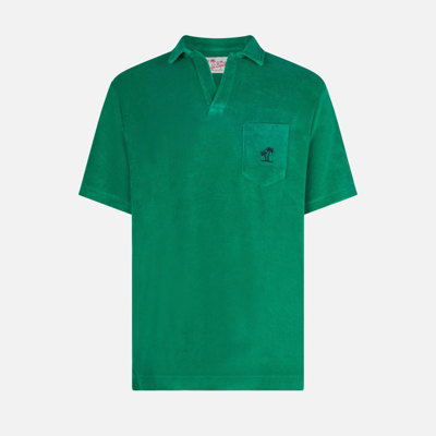 Shop Mc2 Saint Barth Man Green Terry Polo