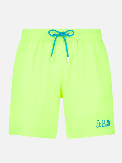 Mc2 Saint Barth Man Fluo Yellow Comfort Swim Shorts In Fluo