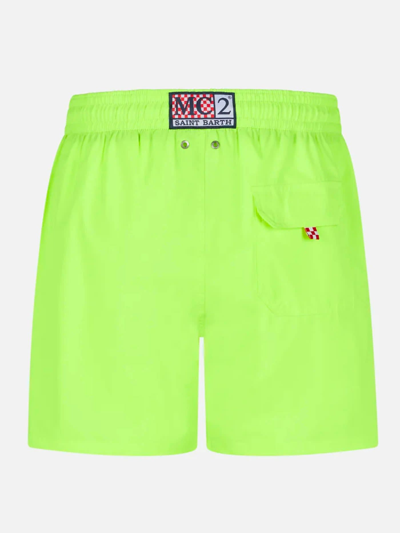 Mc2 Saint Barth Man Fluo Yellow Comfort Swim Shorts In Fluo