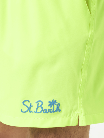 Mc2 Saint Barth Man Fluo Yellow Comfort Swim Shorts In Fluo