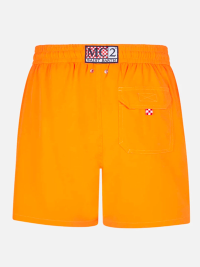Mc2 Saint Barth Man Fluo Orange Comfort Swim Shorts In Fluo