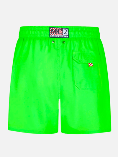 Shop Mc2 Saint Barth Man Fluo Green Comfort Swim Shorts