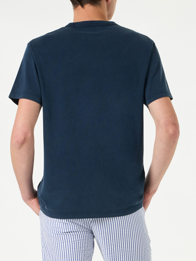 Shop Mc2 Saint Barth Man Denim Color Cotton T-shirt In Blue