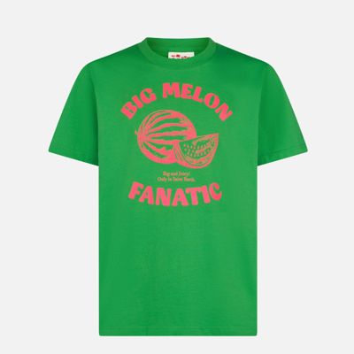 Shop Mc2 Saint Barth Man Cotton T-shirt With Watermelon Print In Green