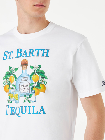 Mc2 Saint Barth Cotton T-shirt With St. Barth Tequila Print In White