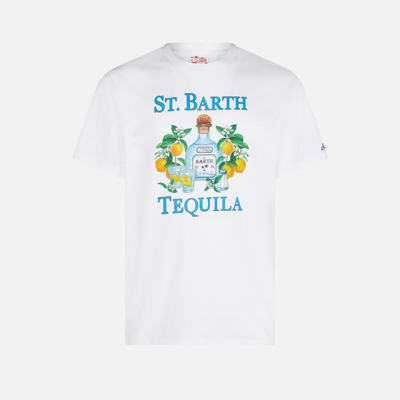 Mc2 Saint Barth Cotton T-shirt With St. Barth Tequila Print In White