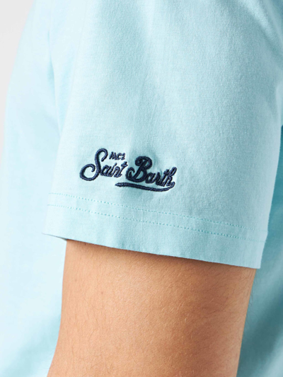 Mc2 Saint Barth Man Cotton T-shirt With Statue Big Babol Print Big Babol® Special Edition In Green