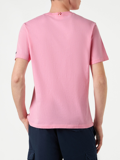 Shop Mc2 Saint Barth Man Cotton T-shirt With St. Barth Mojito Print In Pink