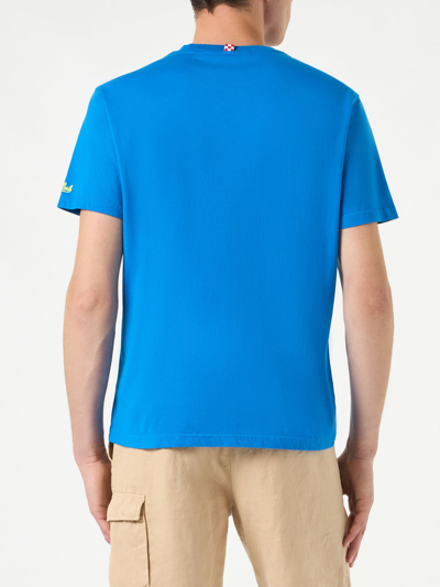 Shop Mc2 Saint Barth Man Cotton T-shirt With Snoopy Print Snoopy - Peanuts Special Edition In Blue