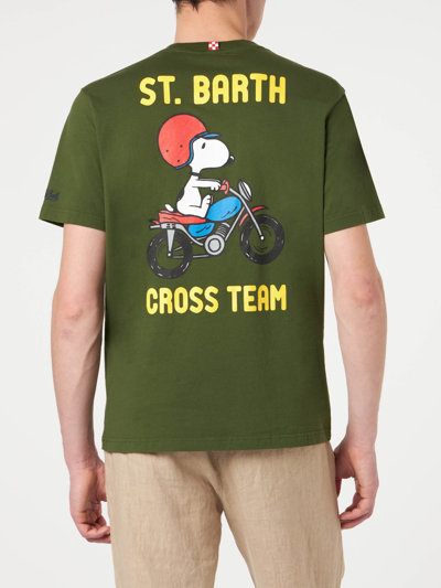 Shop Mc2 Saint Barth Man Cotton T-shirt With Snoopy Print Peanuts® Special Edition In Green