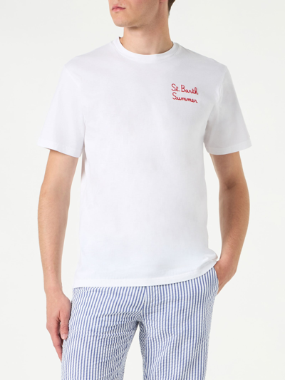 Mc2 Saint Barth Man Cotton T-shirt With Simpson Family Print The Simpson Special Edition In White