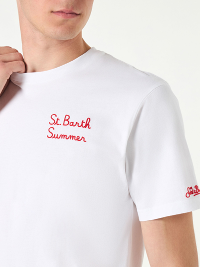 Mc2 Saint Barth Man Cotton T-shirt With Simpson Family Print The Simpson Special Edition In White