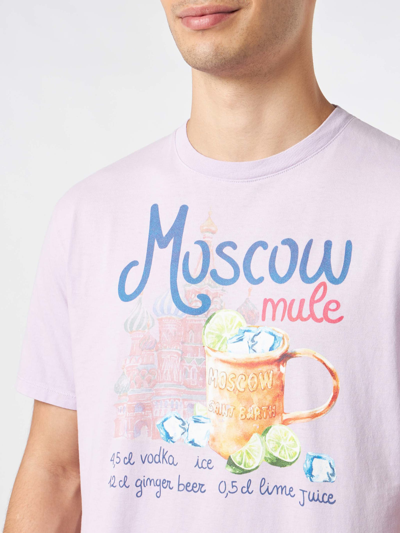 Shop Mc2 Saint Barth Man Cotton T-shirt With Moscow Mule Print In Purple