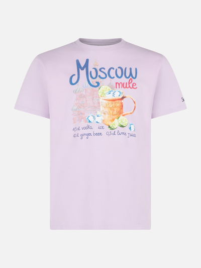 Shop Mc2 Saint Barth Man Cotton T-shirt With Moscow Mule Print In Purple