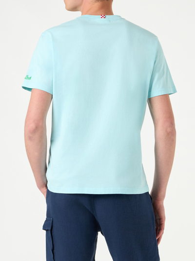 Mc2 Saint Barth Man Cotton T-shirt With Mojito Embroidery In Green