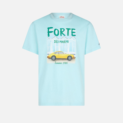 Mc2 Saint Barth Man Cotton T-shirt With Forte Dei Marmi Car Print In Green