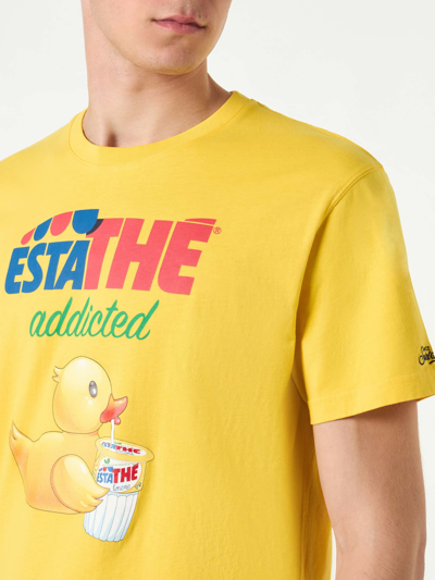 Shop Mc2 Saint Barth Man Cotton T-shirt With Estathé Ducky Print Estathe Special Edition In Yellow