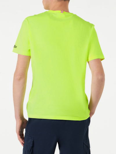 Shop Mc2 Saint Barth Man Cotton T-shirt With Dachshund And Big Babol Print Big Babol® Special Edition In Yellow