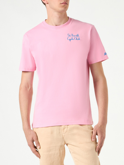Shop Mc2 Saint Barth Man Cotton T-shirt With Cycling Homer Simpson Print The Simpsons Special Edition In Pink