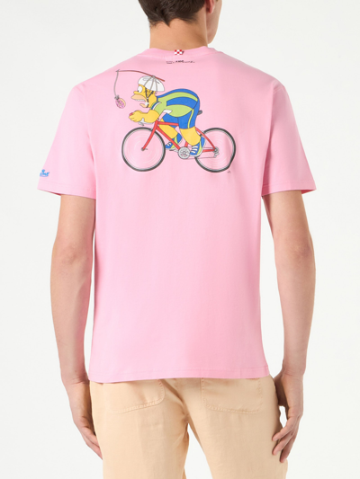 Shop Mc2 Saint Barth Man Cotton T-shirt With Cycling Homer Simpson Print The Simpsons Special Edition In Pink