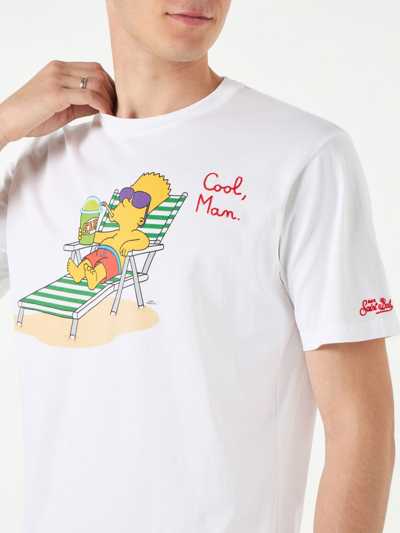 Shop Mc2 Saint Barth Man Cotton T-shirt With Cool Man Bart Embroidery The Simpsons Special Edition In White