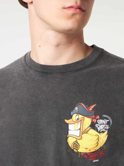 Mc2 Saint Barth Open-necked Black Shirt In Black