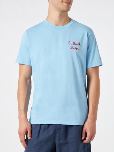 Mc2 Saint Barth Man Cotton T-shirt With Bart Simpson Print The Simpson Special Edition In Sky