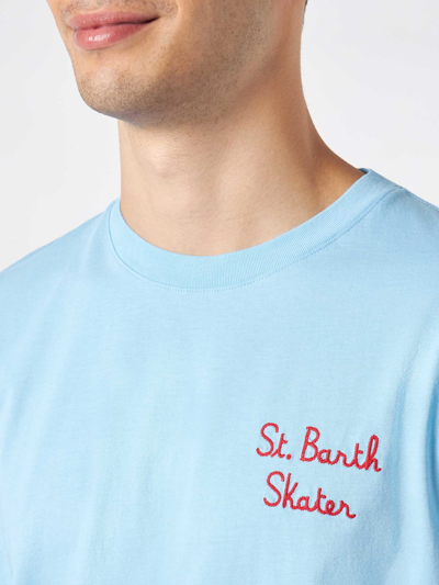 Mc2 Saint Barth Man Cotton T-shirt With Bart Simpson Print The Simpson Special Edition In Sky