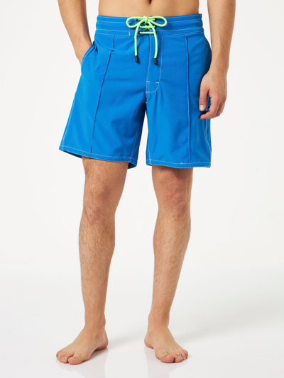 Mc2 Saint Barth Man Comfort And Stretch Bluette Surf Swim Shorts In Sky