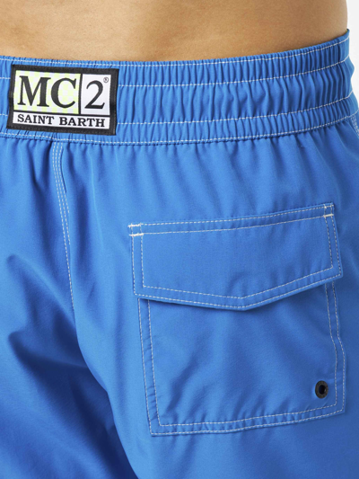 Mc2 Saint Barth Man Comfort And Stretch Bluette Surf Swim Shorts In Sky
