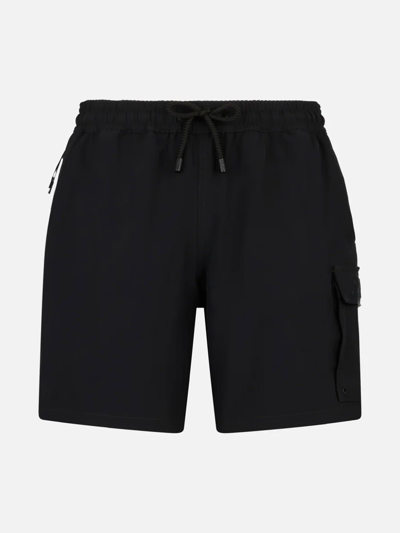 Shop Mc2 Saint Barth Man Comfort And Stretch Black Swim Shorts