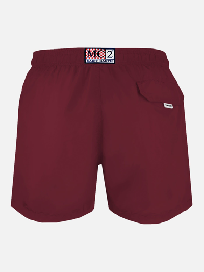 Shop Mc2 Saint Barth Man Bordeaux Swim Shorts Pantone Special Edition In Red