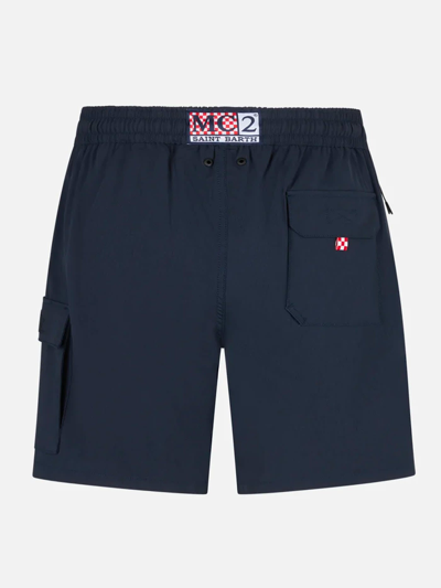 Mc2 Saint Barth Man Blue Navy Comfort And Stretch Swim Shorts In Blue
