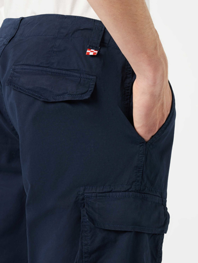 Shop Mc2 Saint Barth Man Blue Cotton Cargo Shorts