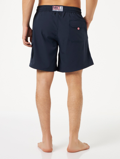 Mc2 Saint Barth Man Blue Navy Comfort And Stretch Swim Shorts In Blue