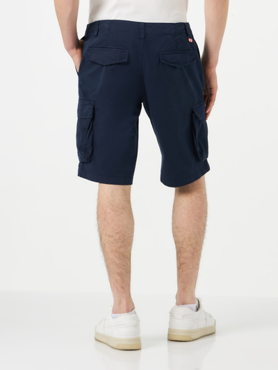 Shop Mc2 Saint Barth Man Blue Cotton Cargo Shorts