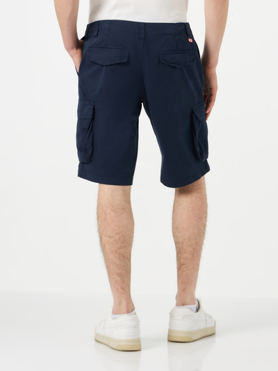 Mc2 Saint Barth Cotton Blend Cargo Shorts In Blue